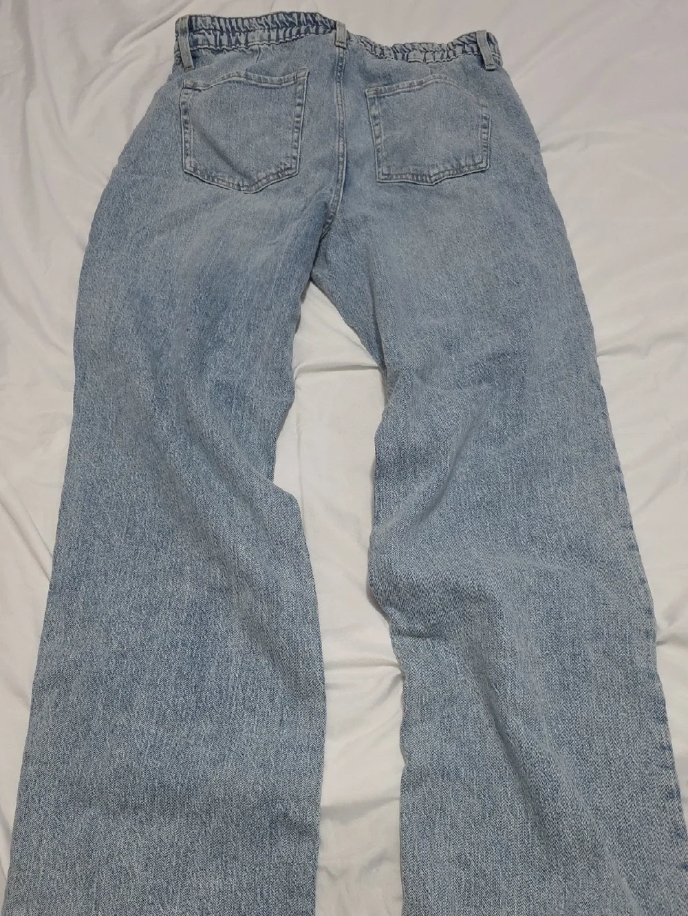 Light Wash Distressed Curvy High Rise Baggy Jeans Womens Size Large Regular - Picture 3 of 11